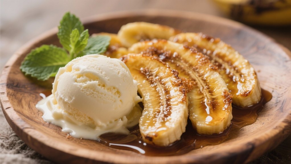 caramelized bananas with ice cream