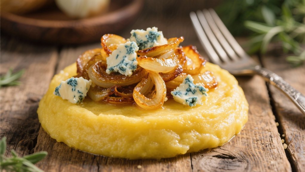 caramelized onions and gorgonzola