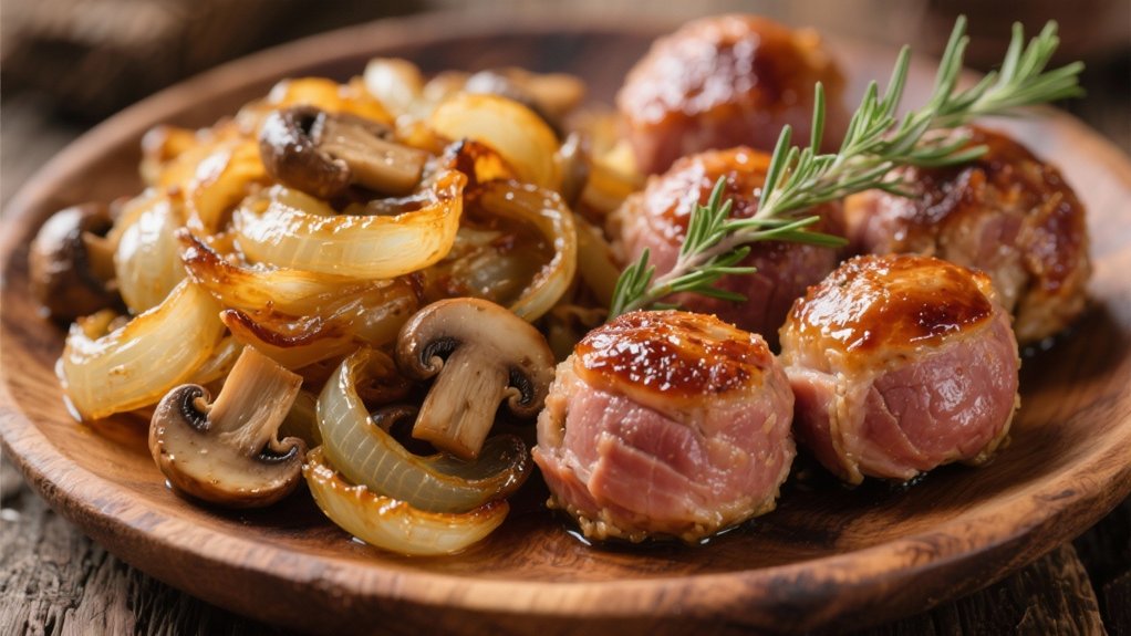 caramelized onions and mushrooms