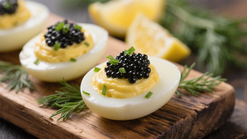 caviar topped deviled eggs