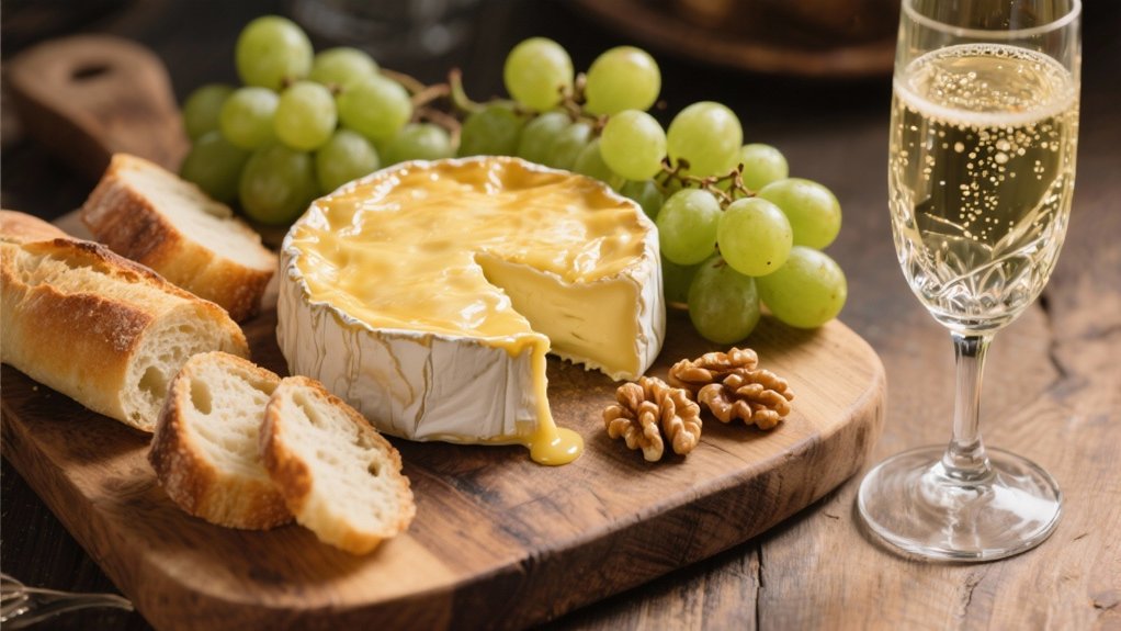 champagne complements baked brie