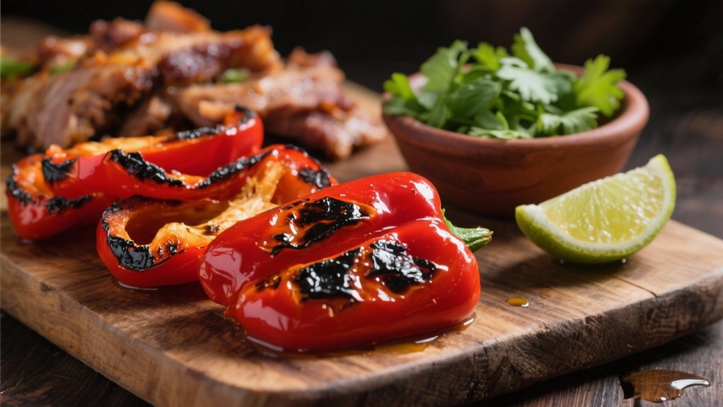charred peppers enhance carnitas