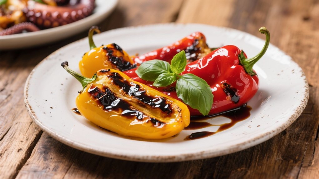 charred peppers with balsamic
