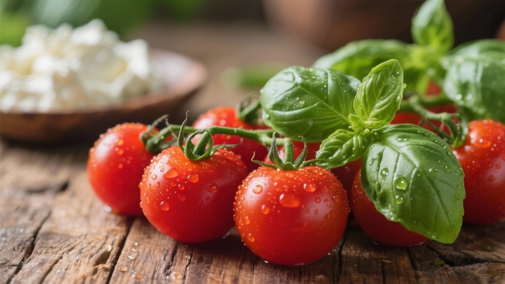 cherry tomatoes with basil