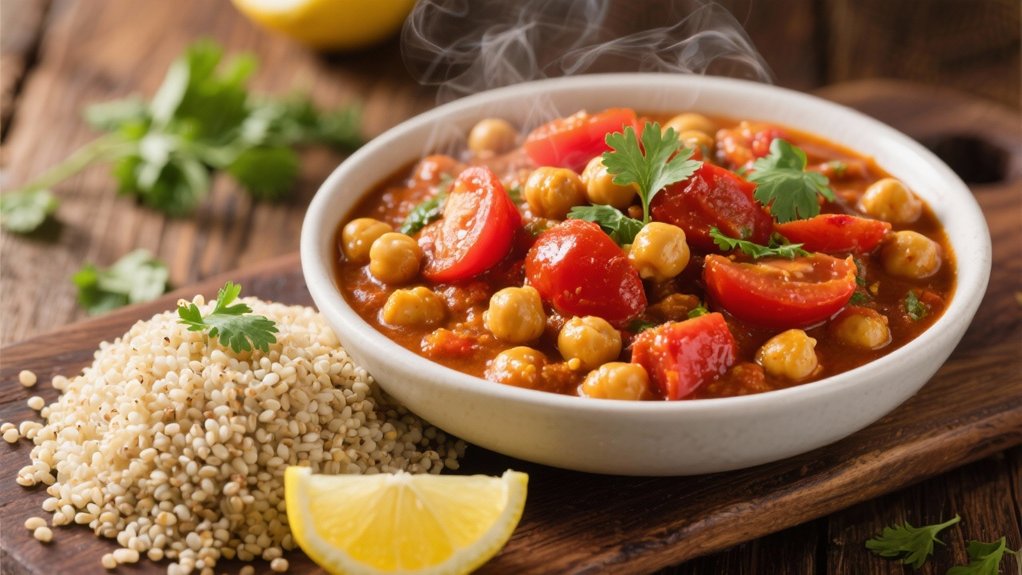chickpeas tomatoes quinoa curry