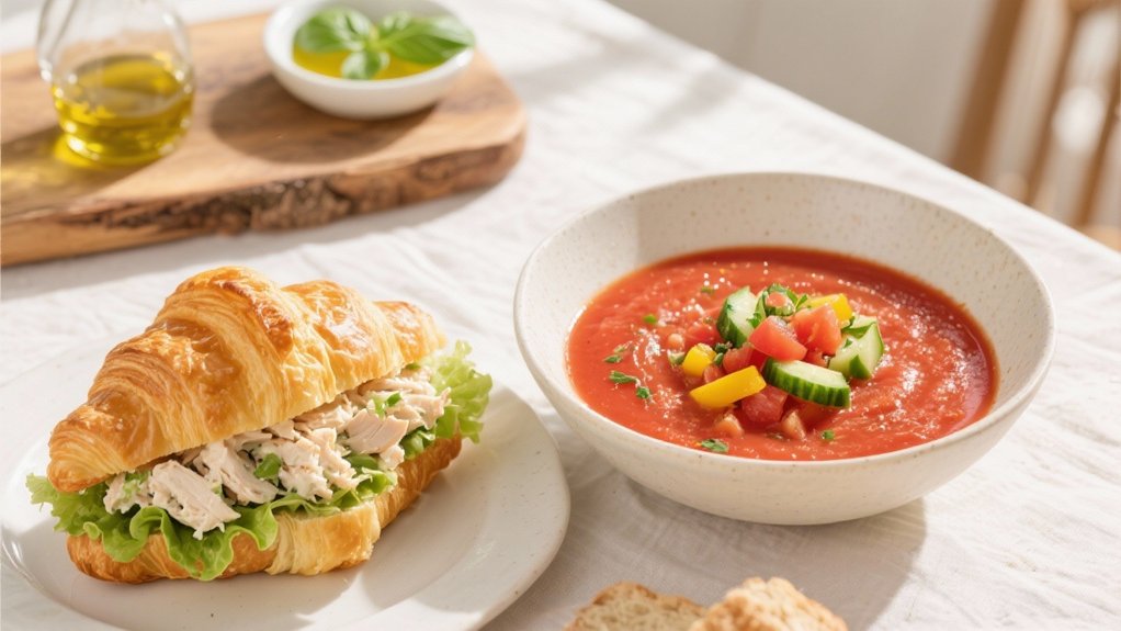 chilled gazpacho complements croissants