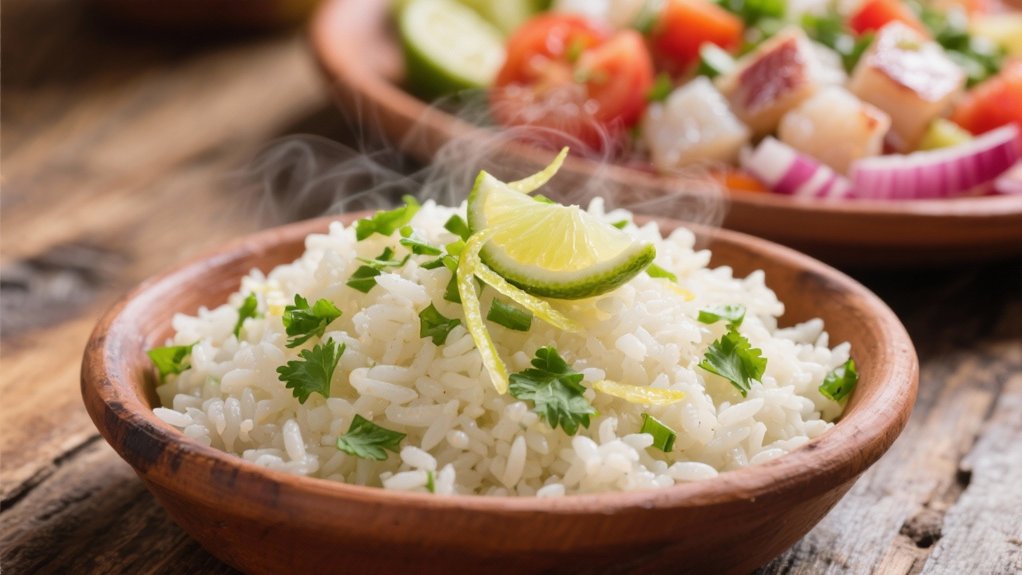 cilantro lime rice complements ceviche