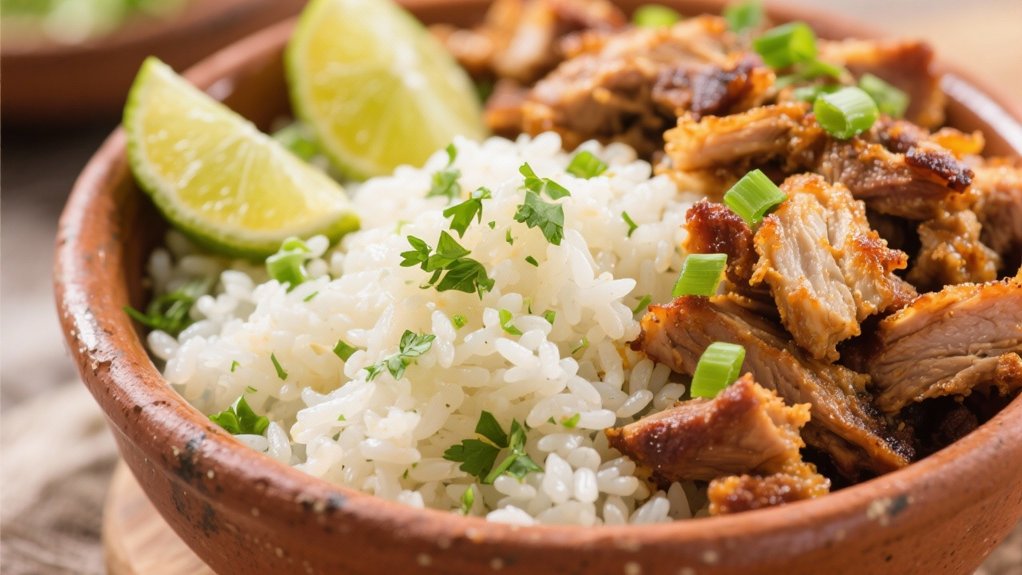 cilantro lime rice enhances pork