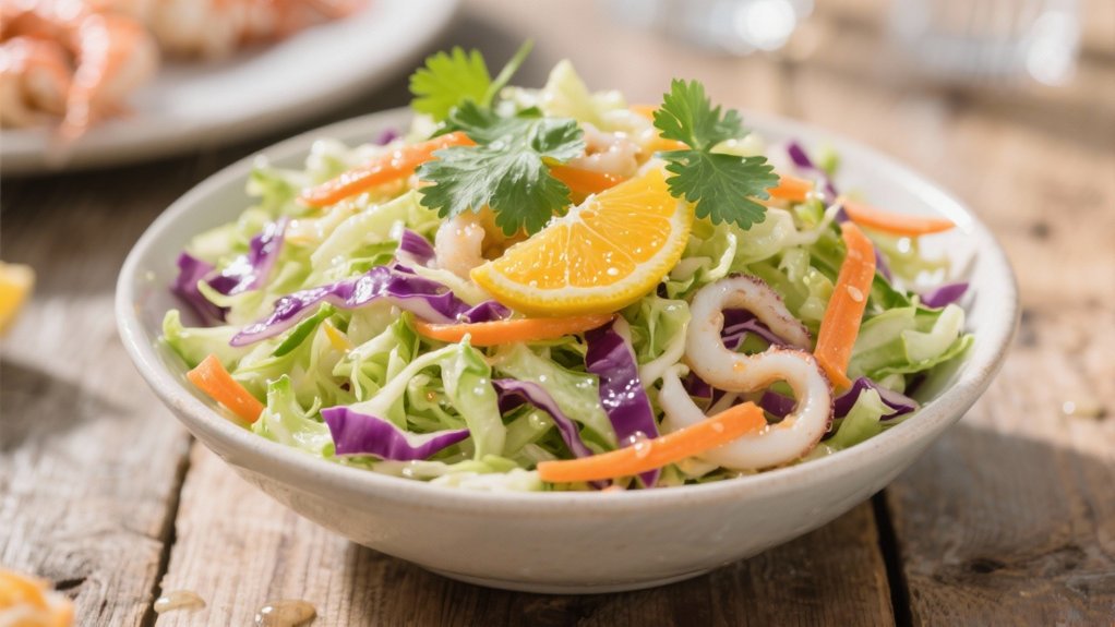 citrus coleslaw complements calamari
