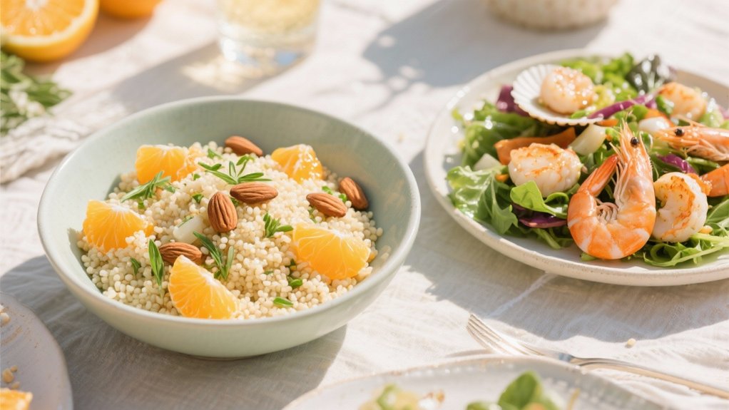 citrus couscous enhances seafood salad