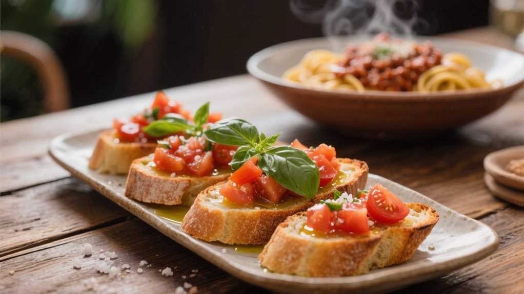 classic bruschetta enhances bolognese