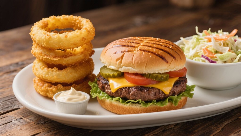 classic burger and rings