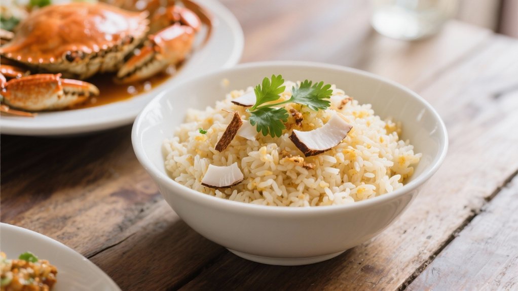 coconut rice enhances crab dishes