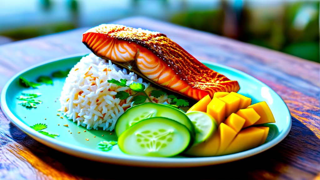 coconut rice enhances salmon