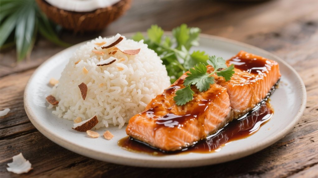 coconut rice enhances salmon