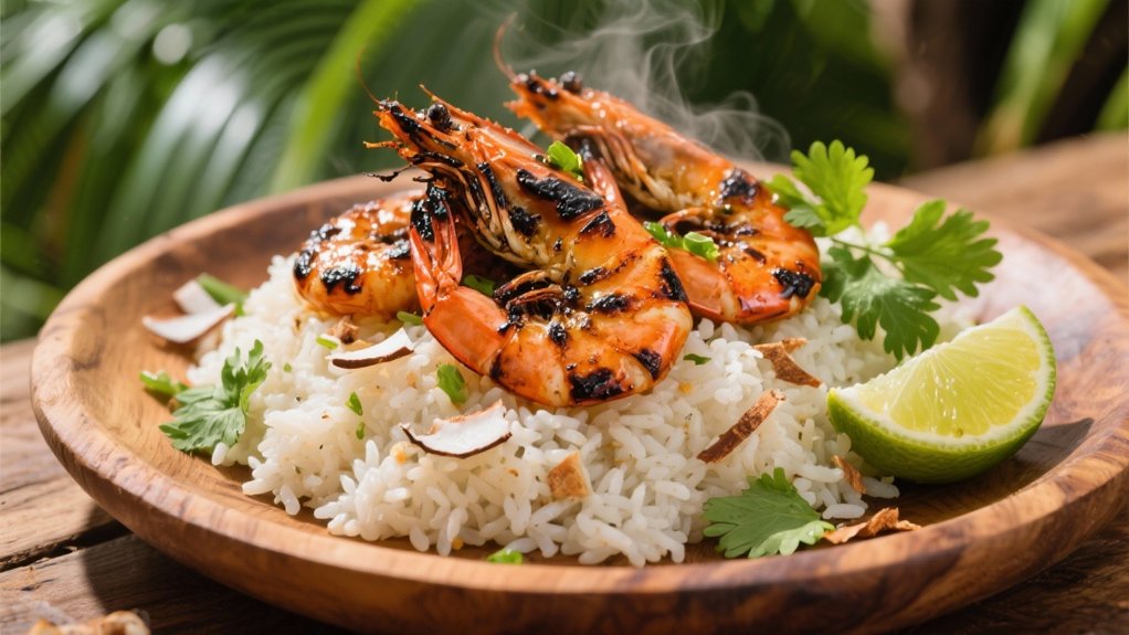 coconut rice enhances seafood