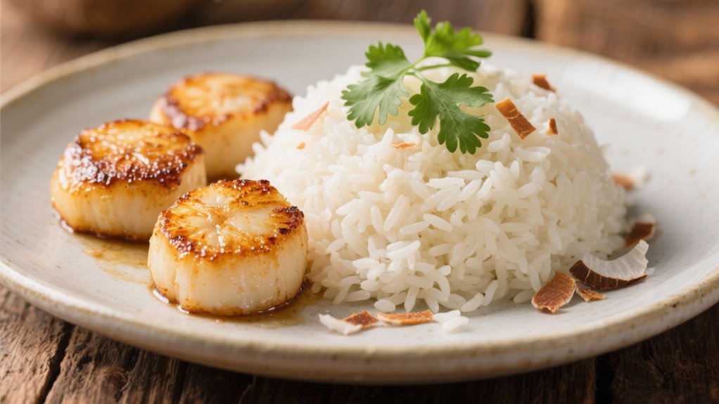 coconut rice enhances seafood