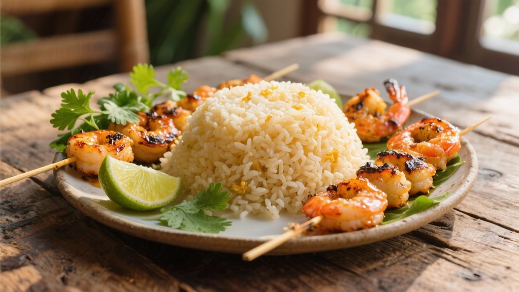 coconut rice enhances seafood