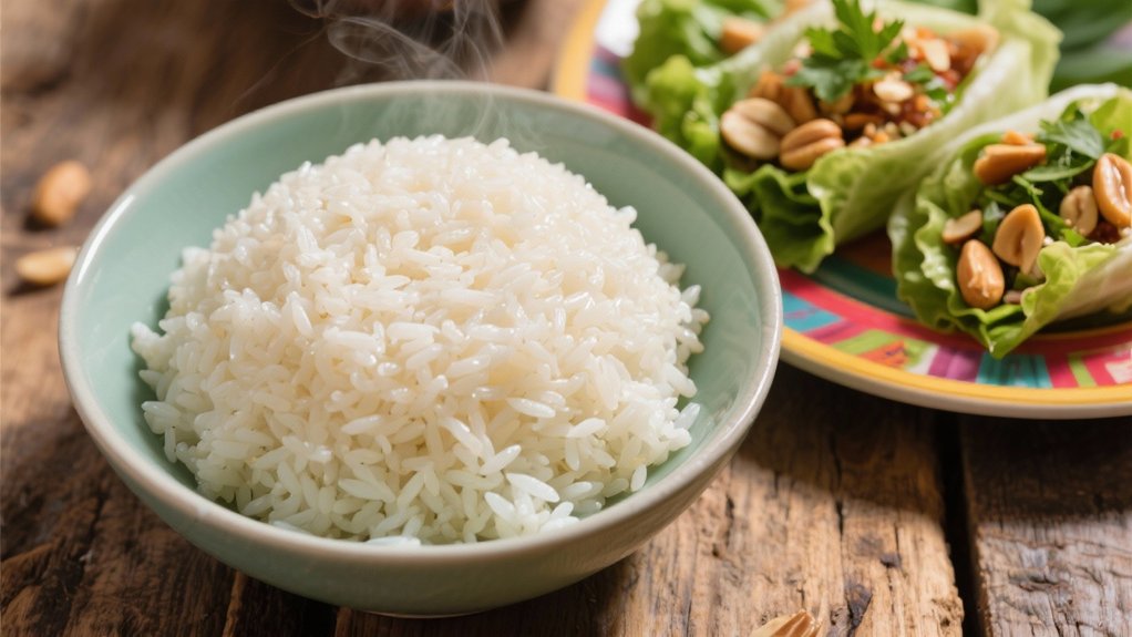 coconut rice enhances summer rolls