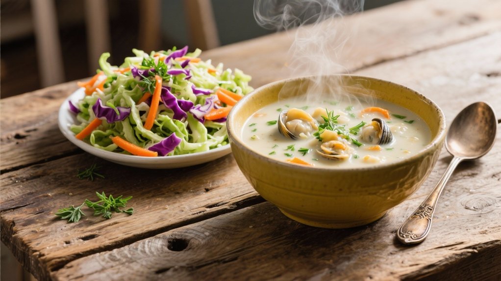 coleslaw complements clam chowder