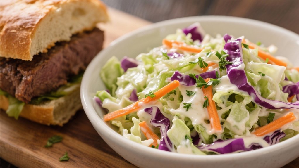 coleslaw complements hearty sandwiches