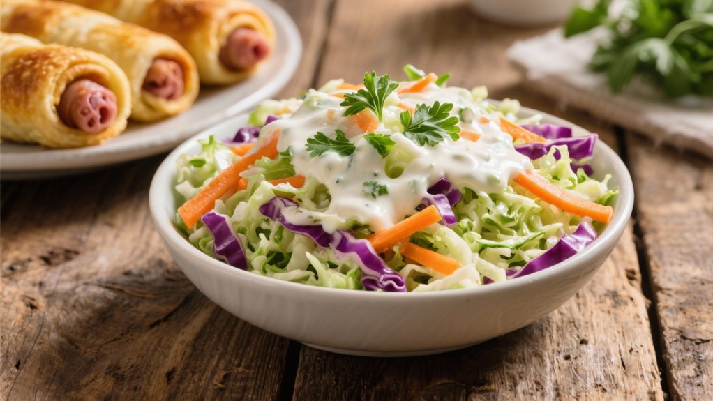 coleslaw complements pigs in blanket