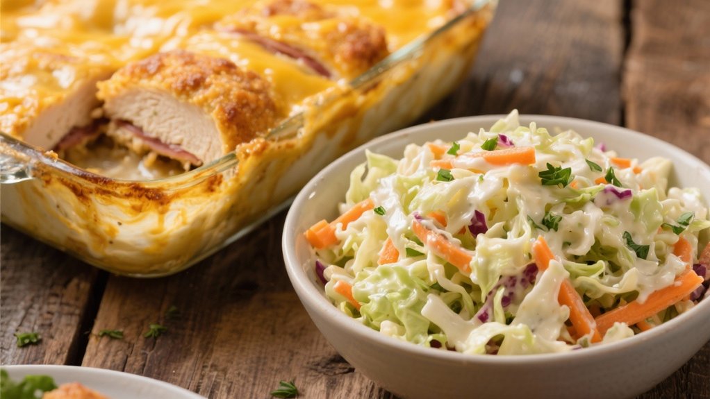 coleslaw complements rich casserole