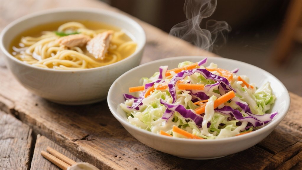 coleslaw enhances soup contrast