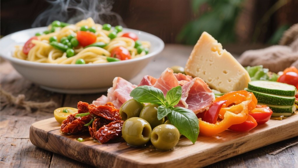 colorful antipasto platter assembly