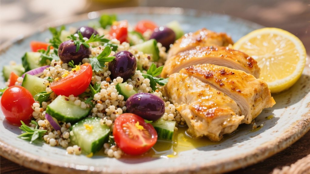 colorful mediterranean quinoa salad