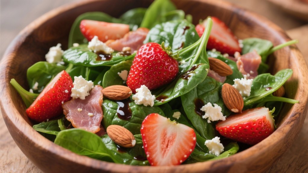 colorful spinach strawberry salad