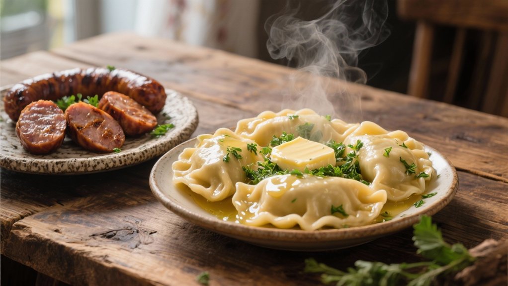 comforting pierogi with herbs