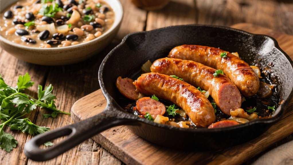 comforting sausage and peas
