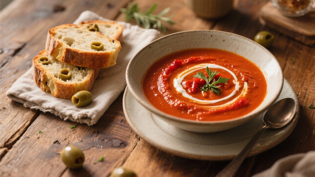 comforting soup and bread