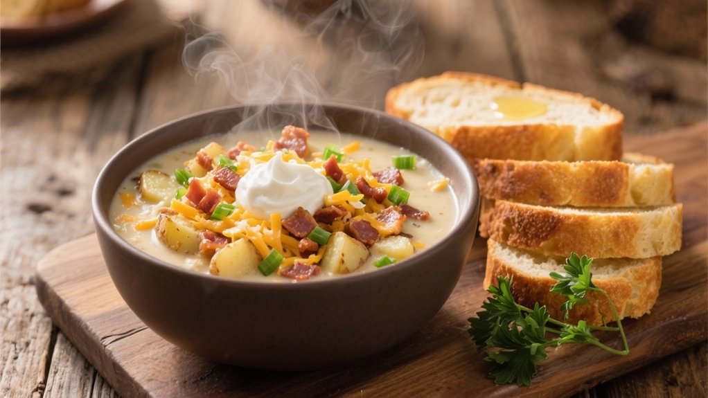 comforting soup and bread