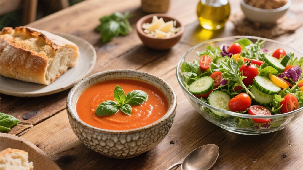 comforting soup and salad