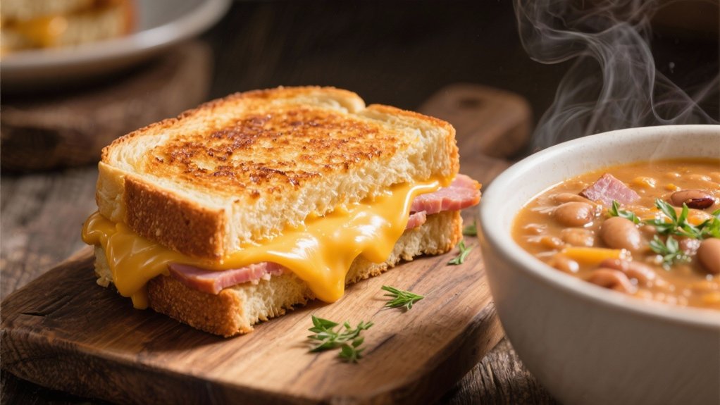 comforting soup and sandwich