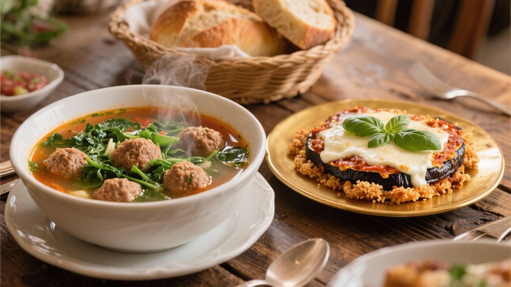 comforting soup with meatballs