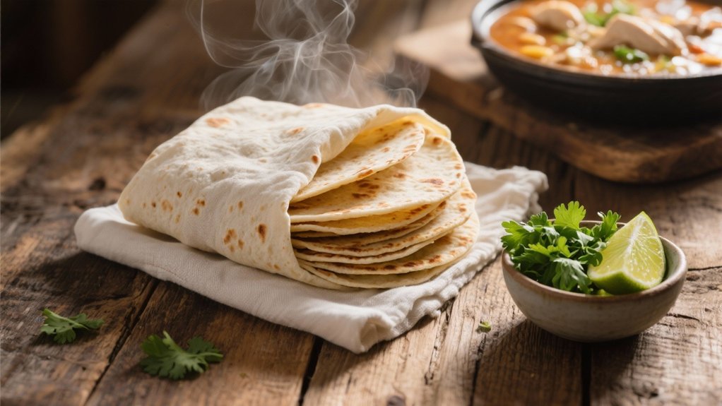 comforting warm flour tortillas