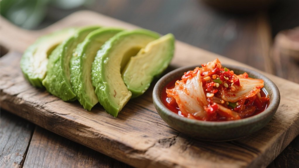 cooling avocado kimchi contrast