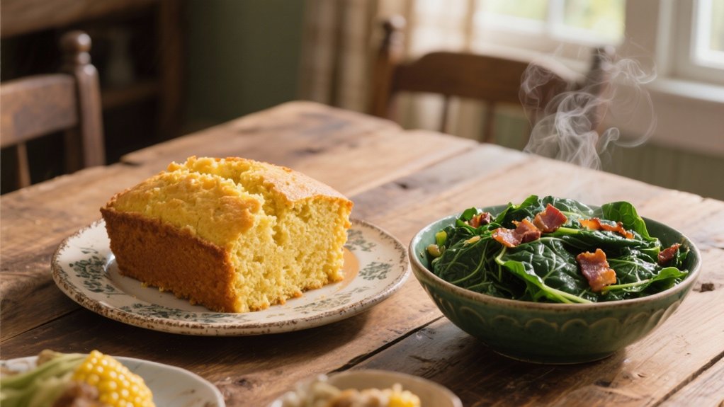 cornbread and collard greens