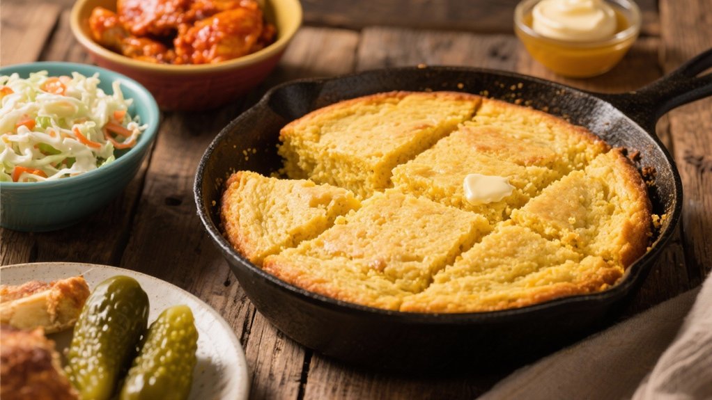 cornbread complements buffalo chicken