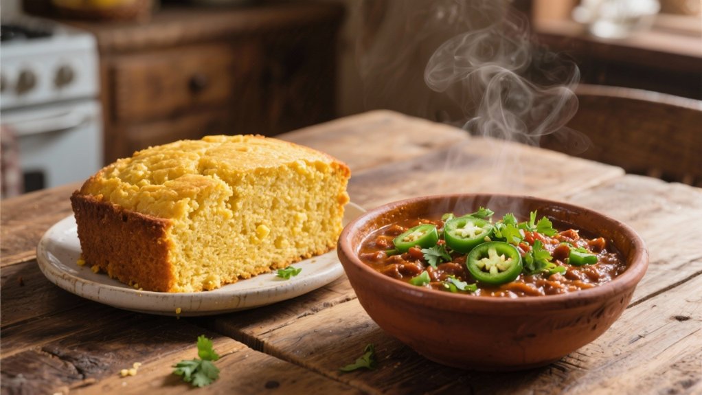 cornbread complements green chili