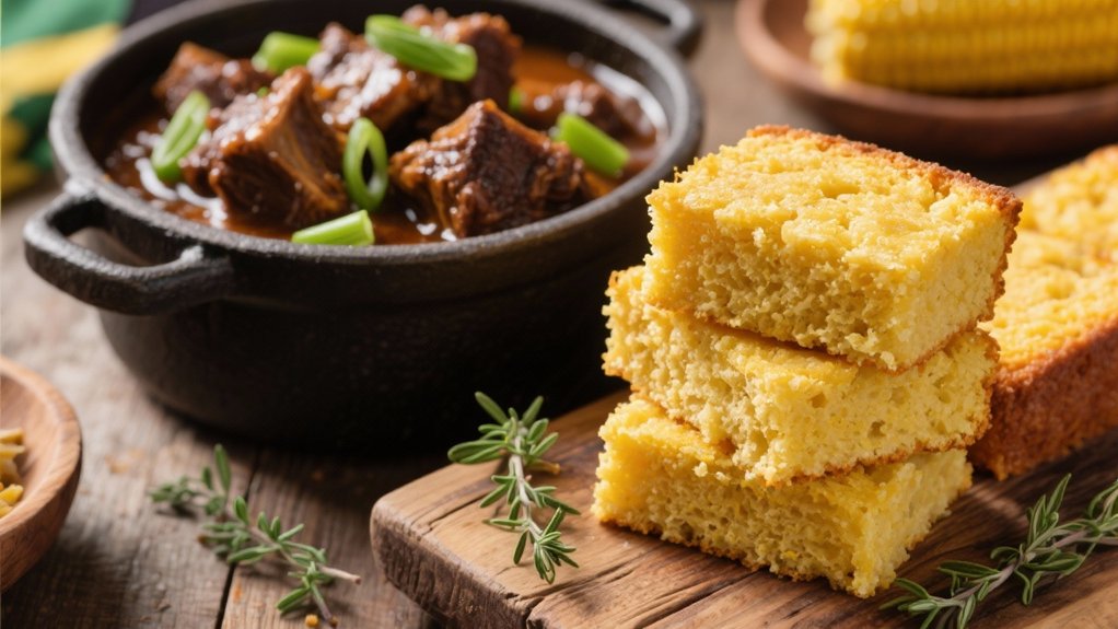 cornbread complements oxtail feast