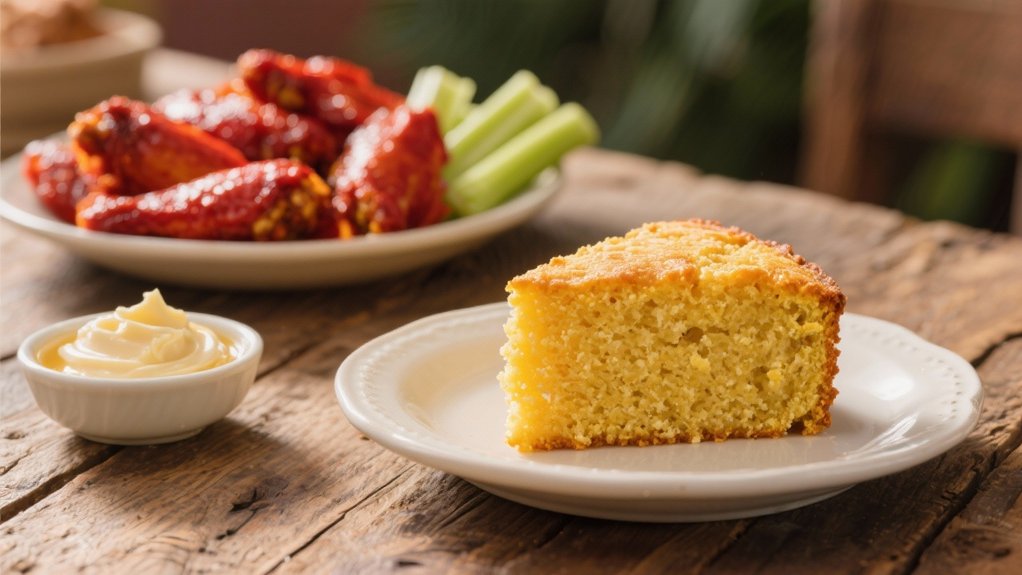 cornbread complements spicy wings