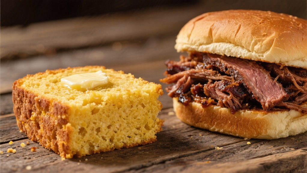 cornbread enhances brisket sandwiches