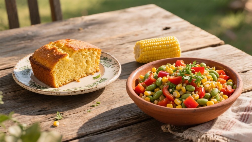 cornbread enhances succotash meal