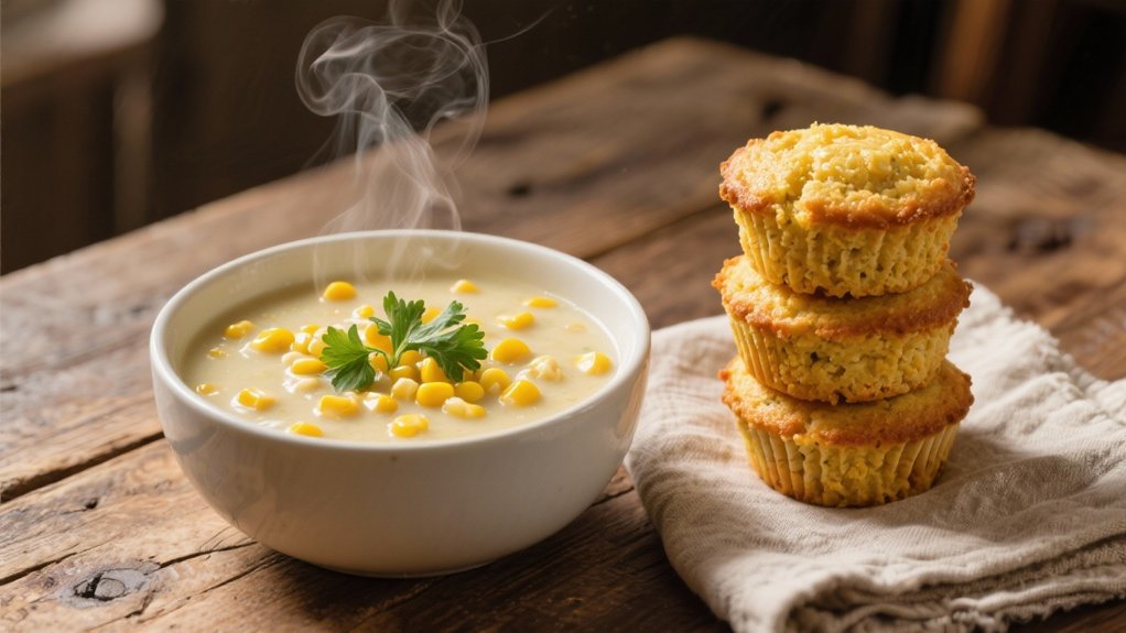 cornbread muffins with chowder