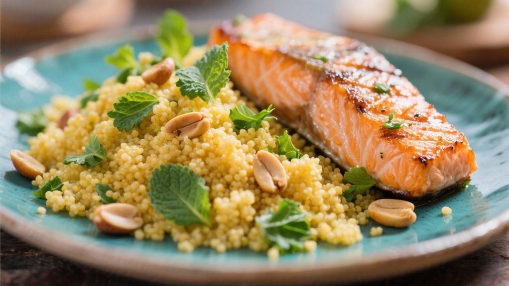 couscous enhances salmon dinner