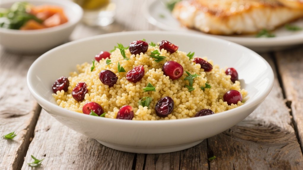 couscous with cranberries contrast